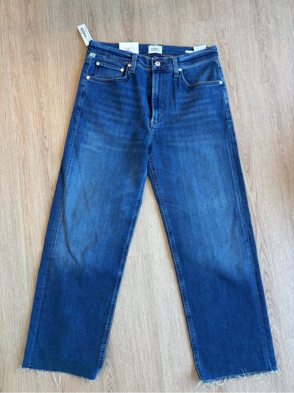 Citizens Of Humanity Dark Blue Cropped Straight-Leg Jeans